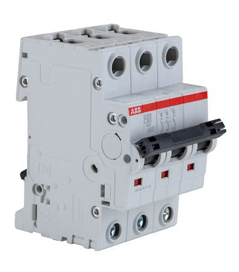 ABB System Pro M Compact S200 Miniature Circuit Breaker, 3-Pole, 80A, Type C, 440V ac AC, 6 kA Breaking Capacity
