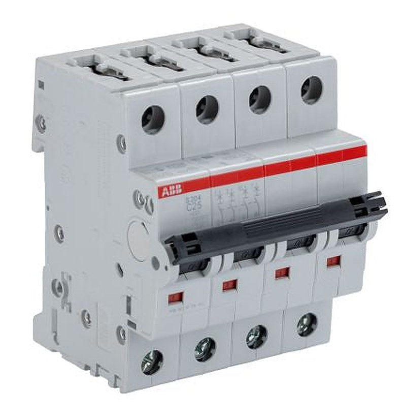 ABB System Pro M Compact S200 Miniature Circuit Breaker, 4-Pole, 25A, Type C, 400V ac AC, 6 kA Breaking Capacity
