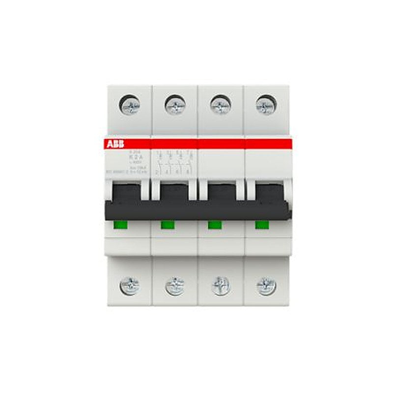 ABB System Pro M Compact S200 Miniature Circuit Breaker, 4-Pole, 2A, Type K, 400V ac AC, 110 V dc DC, 10 kA Breaking