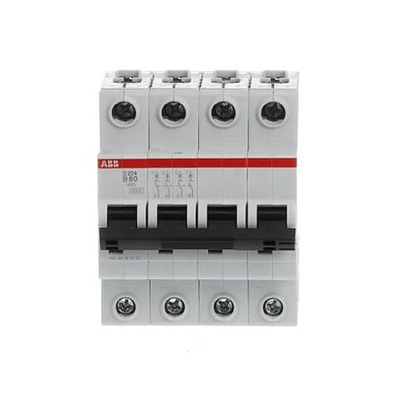 ABB System Pro M Compact S200 Miniature Circuit Breaker, 4-Pole, 80A, Type B, 400V ac AC, 6 kA Breaking Capacity