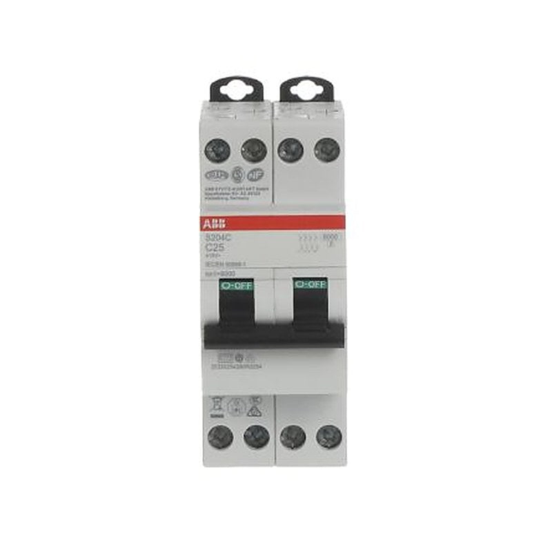 ABB S200C S200C Miniature Circuit Breaker, 4-Pole, 25A, Type C, 415V ac AC, 6 kA Breaking Capacity