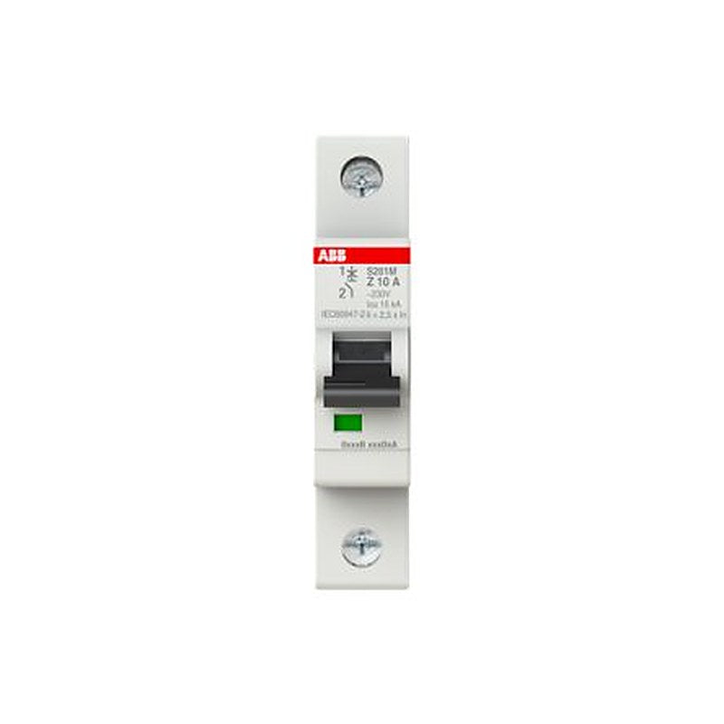 ABB System Pro M Compact S200M Miniature Circuit Breaker, 1-Pole, 10A, Type Z, 400V ac AC, 72 V dc DC, 15 kA Breaking