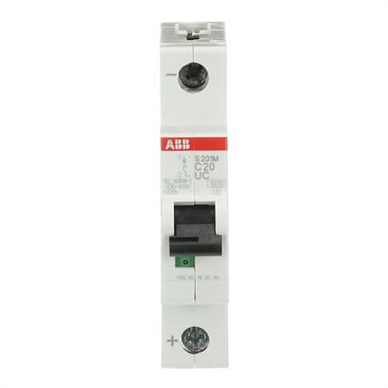 ABB System Pro M Compact S200 M UC Miniature Circuit Breaker, 1-Pole, 20A, Type C, 230V ac AC, 220 V dc DC, 10 kA