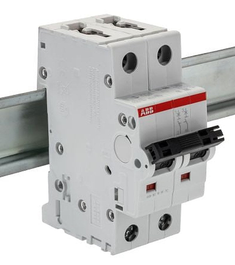 ABB System Pro M Compact S200M Miniature Circuit Breaker, 2-Pole, 1A, Type D, 400V ac AC, 125 V dc DC, 15 kA Breaking