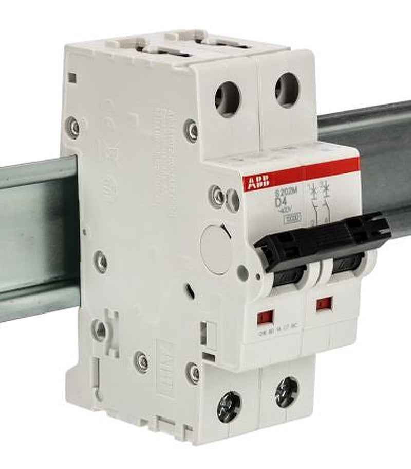 ABB System Pro M Compact S200M Miniature Circuit Breaker, 2-Pole, 4A, Type D, 440V ac AC, 125 V dc DC, 15 kA Breaking