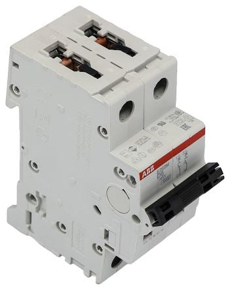 ABB System Pro M Compact S200M Miniature Circuit Breaker, 2-Pole, 6A, Type D, 440V ac AC, 125 V dc DC, 15 kA Breaking
