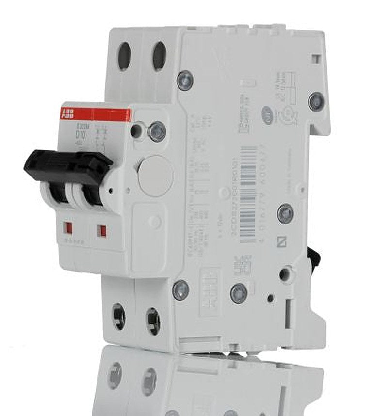 ABB System Pro M Compact S200M Miniature Circuit Breaker, 2-Pole, 10A, Type D, 400V ac AC, 125 V dc DC, 10 kA Breaking