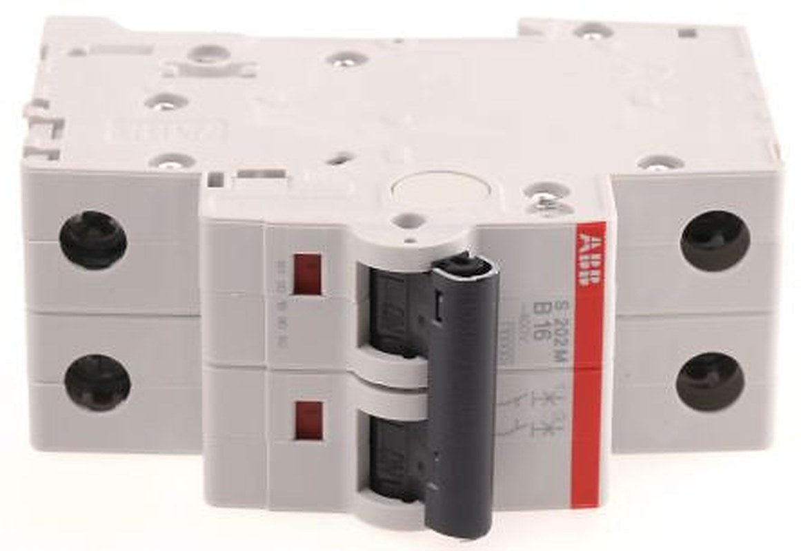 ABB System Pro M Compact S200M Miniature Circuit Breaker, 2-Pole, 16A, Type B, 440V ac AC, 125 V dc DC, 10 kA Breaking