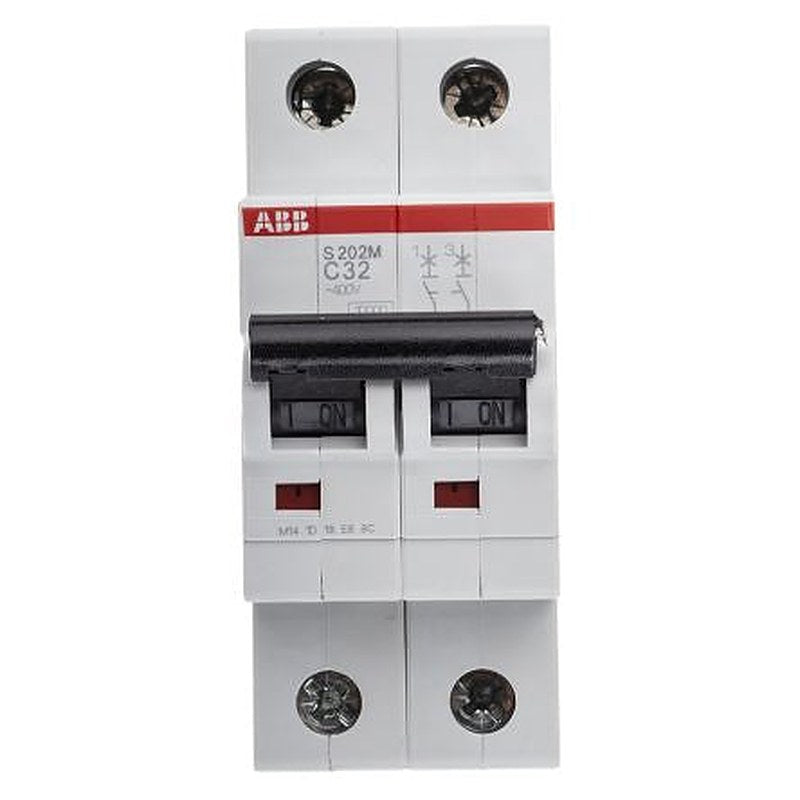 ABB System Pro M Compact S200M Miniature Circuit Breaker, 2-Pole, 32A, Type C, 440V ac AC, 125 V dc DC, 10 kA Breaking