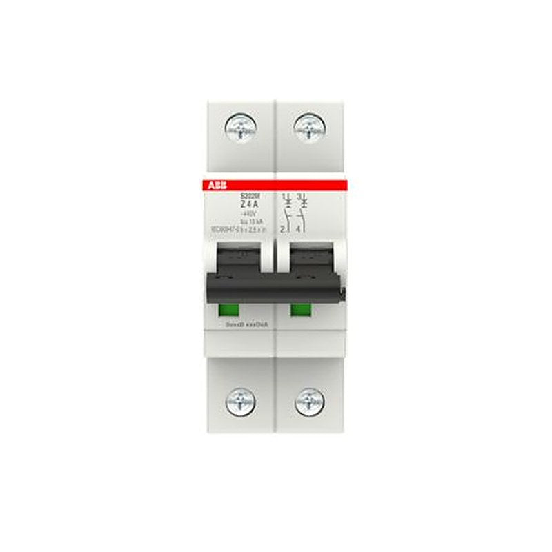 ABB System Pro M Compact S200M Miniature Circuit Breaker, 2-Pole, 4A, Type Z, 400V ac AC, 125 V dc DC, 15 kA Breaking