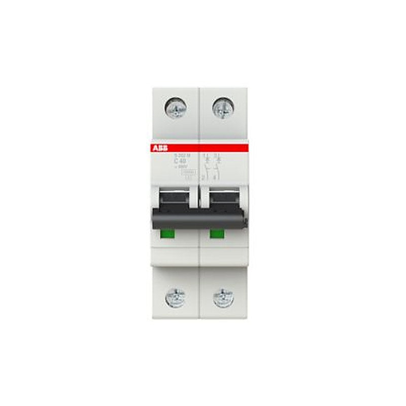 ABB System Pro M Compact S200M Miniature Circuit Breaker, 2-Pole, 40A, Type C, 440V ac AC, 125 V dc DC, 10 kA Breaking