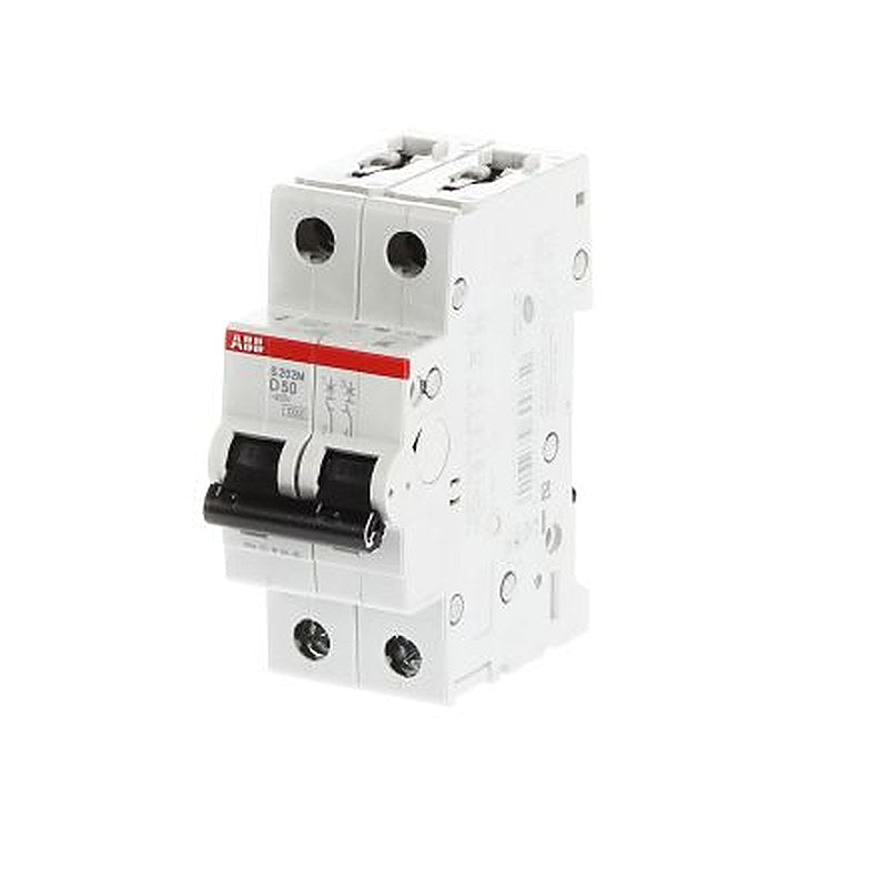ABB System Pro M Compact S200M Miniature Circuit Breaker, 2-Pole, 50A, Type D, 440V ac AC, 125 V dc DC, 15 kA Breaking