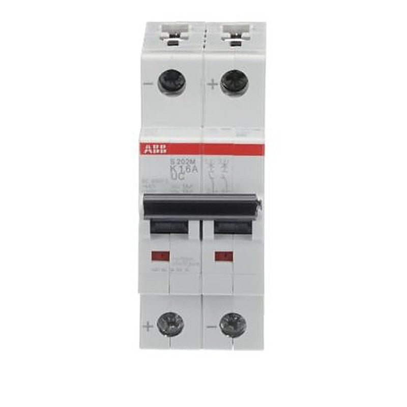 ABB System Pro M Compact S200 M UC Miniature Circuit Breaker, 2-Pole, 1.6A, Type K, 400V ac AC, 440 V dc DC, 10 kA