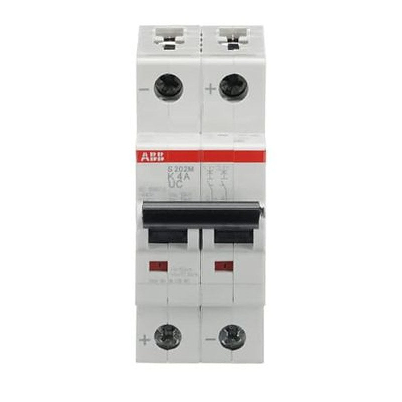 ABB S200M S202M Circuit Breaker, 2-Pole, 4A, Type K, 440V ac AC, 440 V dc DC, 10 kA Breaking Capacity