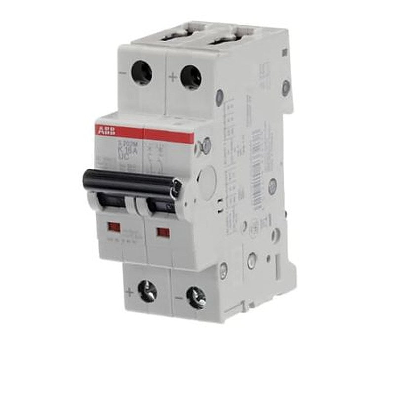 ABB System Pro M Compact S200 M UC Miniature Circuit Breaker, 2-Pole, 16A, Type K, 400V ac AC, 440 V dc DC, 10 kA