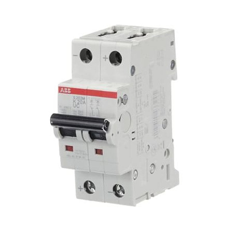 ABB System Pro M Compact S200 M UC Miniature Circuit Breaker, 2-Pole, 20A, Type K, 400V ac AC, 440 V dc DC, 10 kA