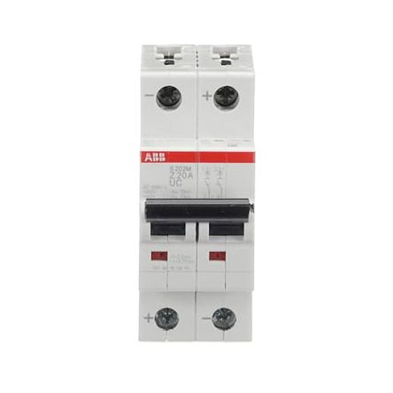 ABB System Pro M Compact S200 M UC Miniature Circuit Breaker, 2-Pole, 20A, Type Z, 400V ac AC, 440 V dc DC, 10 kA