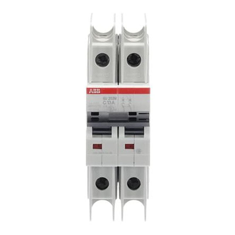 ABB SU200 M SU200 M Miniature Circuit Breaker, 2-Pole, 13A, Type C, 440V ac AC, 96 V dc DC, 15 kA Breaking Capacity