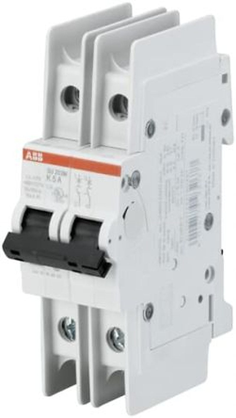 ABB System Pro M Compact SU200 M Miniature Circuit Breaker, 2-Pole, 5A, Type K, 440V ac AC, 440 V dc DC, 10 kA Breaking