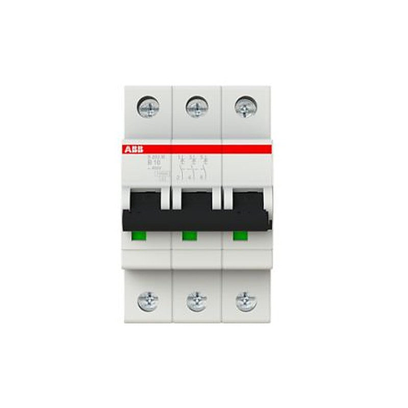 ABB System Pro M Compact S200M Miniature Circuit Breaker, 3-Pole, 10A, Type B, 440V ac AC, 12 V dc DC, 10 kA Breaking