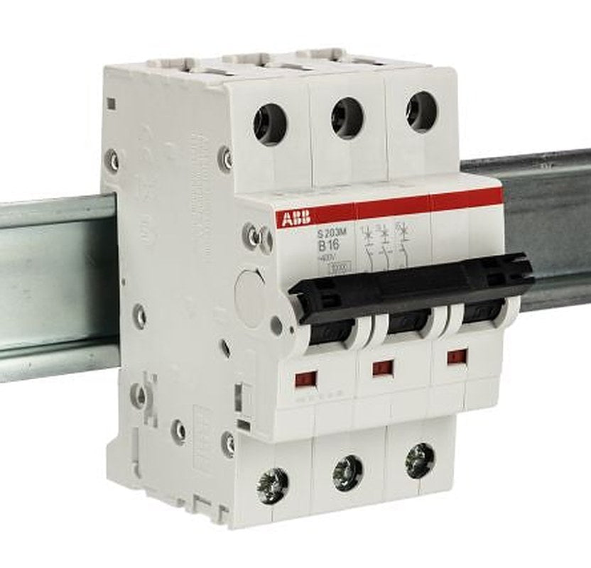 ABB System Pro M Compact S200M Miniature Circuit Breaker, 3-Pole, 16A, Type B, 440V ac AC, 12 V dc DC, 10 kA Breaking