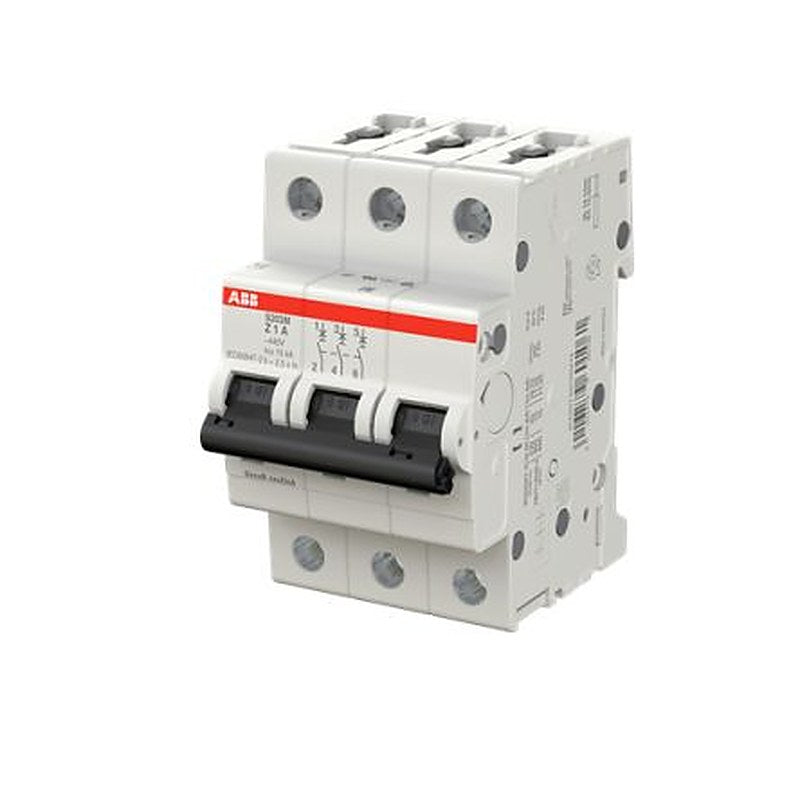 ABB System Pro M Compact S200M Miniature Circuit Breaker, 3-Pole, 1A, Type Z, 400V ac AC, 125 V dc DC, 15 kA Breaking