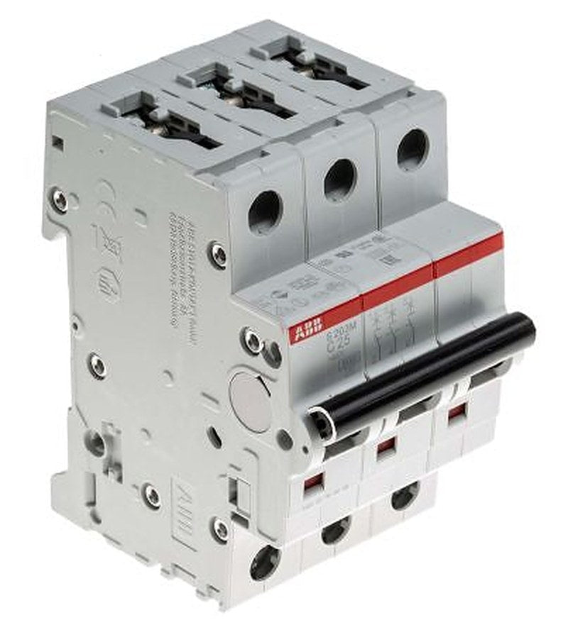 ABB System Pro M Compact S200M Miniature Circuit Breaker, 3-Pole, 25A, Type C, 440V ac AC, 12 V dc DC, 10 kA Breaking