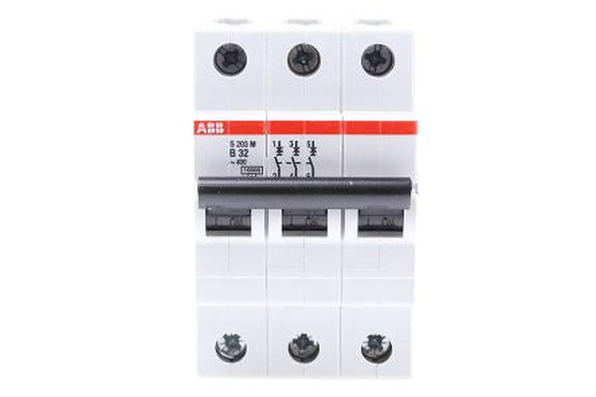 ABB System Pro M Compact S200M Miniature Circuit Breaker, 3-Pole, 32A, Type B, 440V ac AC, 12 V dc DC, 10 kA Breaking
