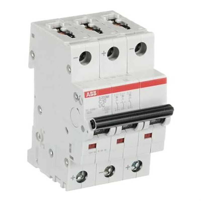 ABB System Pro M Compact S200 M UC Miniature Circuit Breaker, 3-Pole, 10A, Type C, 400V ac AC, 440 V dc DC, 10 kA