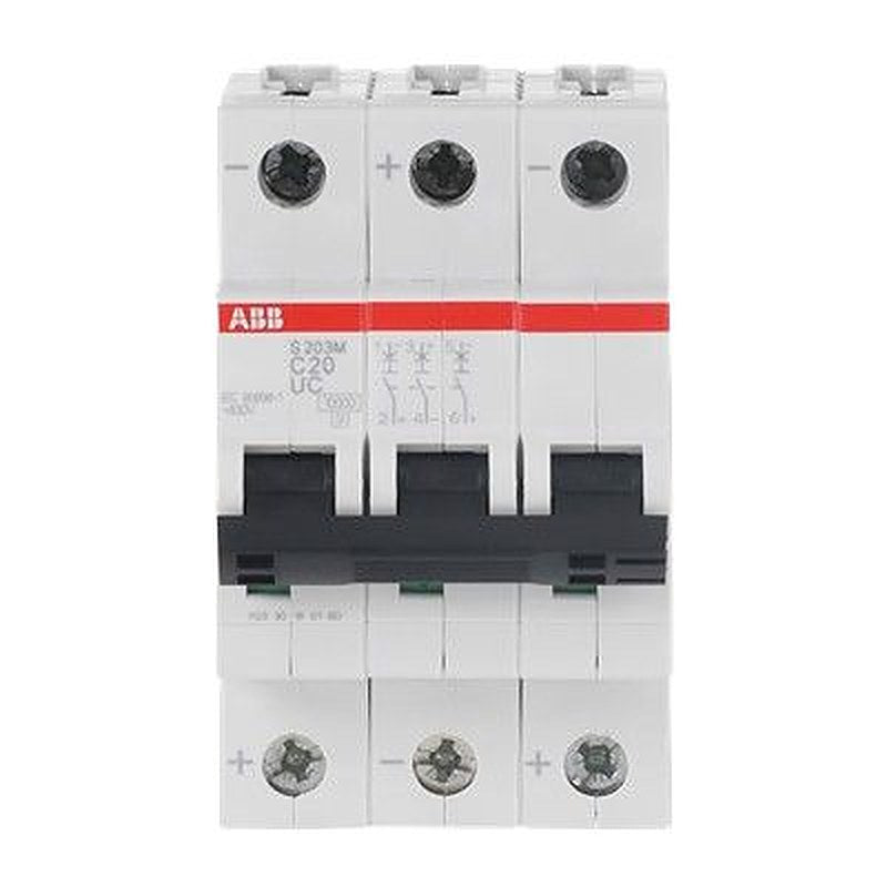 ABB System Pro M Compact S200 M UC Miniature Circuit Breaker, 3-Pole, 20A, Type C, 400V ac AC, 440 V dc DC, 10 kA