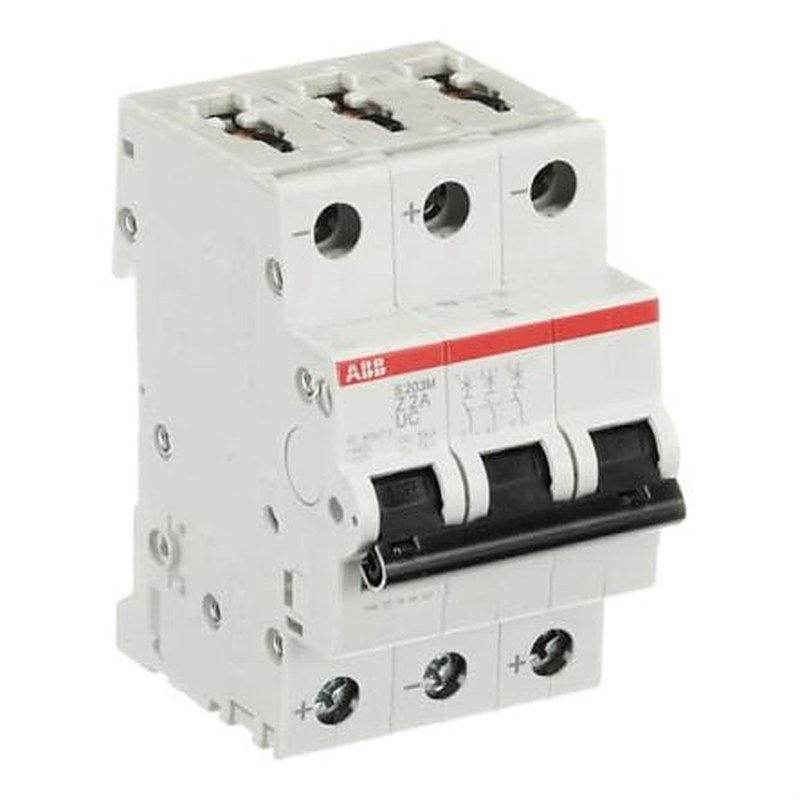 ABB System Pro M Compact S200 M UC Miniature Circuit Breaker, 3-Pole, 2A, Type Z, 400V ac AC, 440 V dc DC, 10 kA