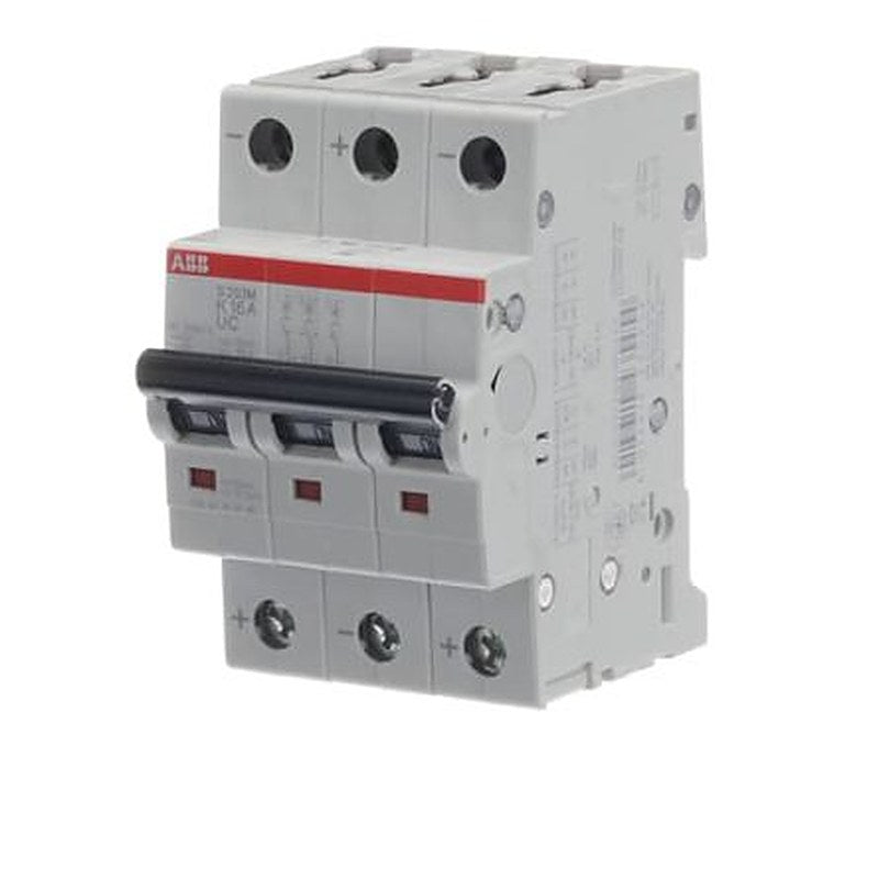 ABB System Pro M Compact S200 M UC Miniature Circuit Breaker, 3-Pole, 16A, Type K, 400V ac AC, 440 V dc DC, 10 kA