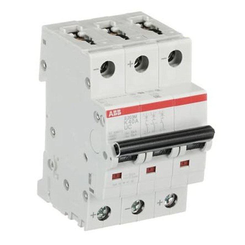 ABB System Pro M Compact S200 M UC Miniature Circuit Breaker, 3-Pole, 40A, Type K, 400V ac AC, 440 V dc DC, 10 kA