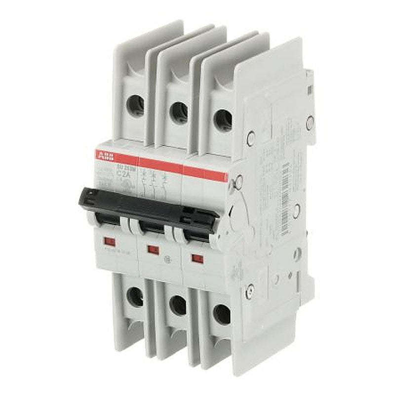 ABB System Pro M Compact SU200 M Miniature Circuit Breaker, 3-Pole, 2A, Type C, 400V ac AC, 10 kA Breaking Capacity