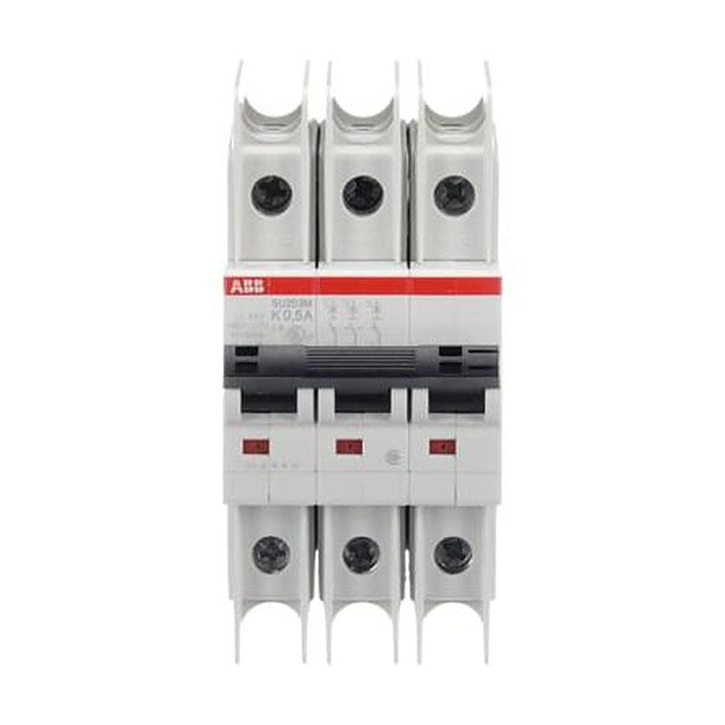ABB SU200 M SU200 M Miniature Circuit Breaker, 3-Pole, 0.5A, Type K, 400V ac AC, 15 kA Breaking Capacity
