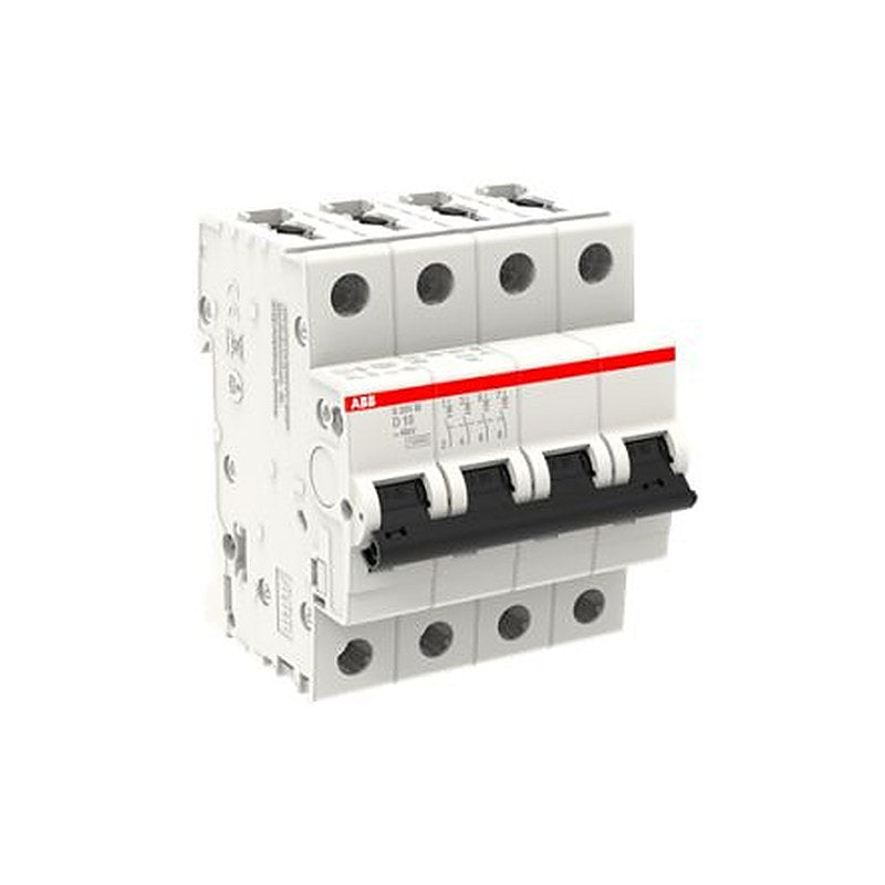 ABB System Pro M Compact S200M Miniature Circuit Breaker, 4-Pole, 10A, Type D, 400V ac AC, 125 V dc DC, 15 kA Breaking