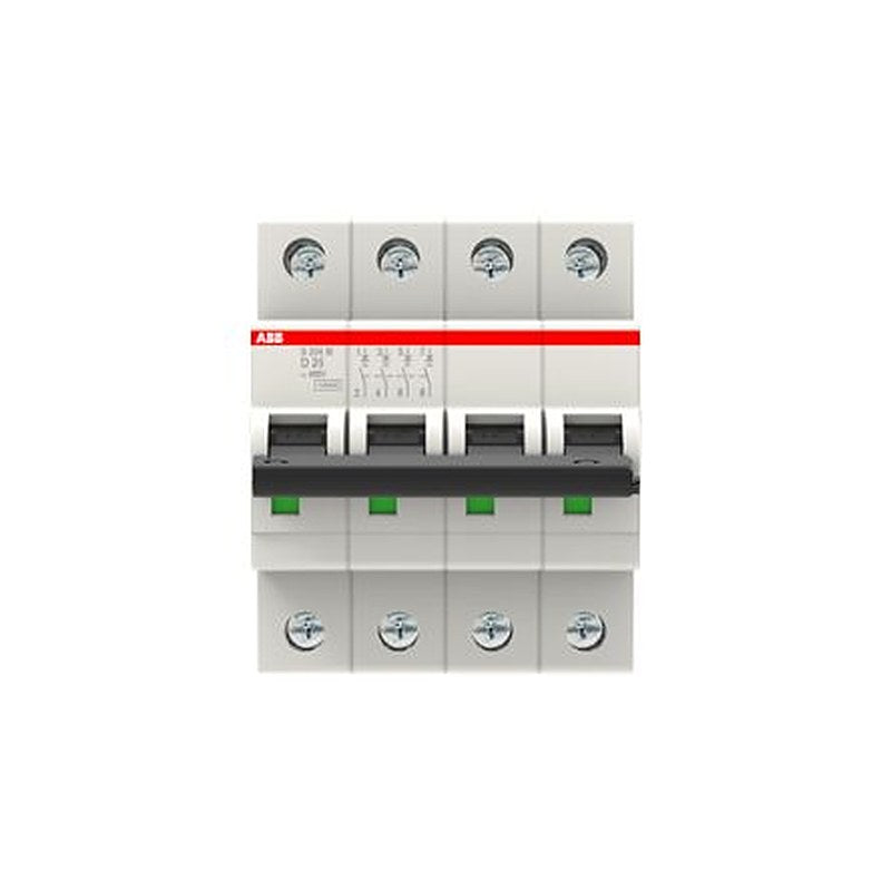 ABB System Pro M Compact S200M Miniature Circuit Breaker, 4-Pole, 25A, Type D, 400V ac AC, 125 V dc DC, 15 kA Breaking