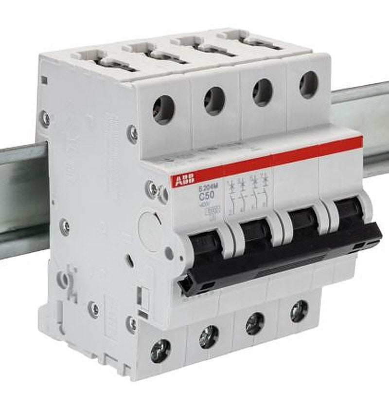 ABB System Pro M Compact S200M Miniature Circuit Breaker, 4-Pole, 50A, Type C, 400V ac AC, 125 V dc DC, 15 kA Breaking