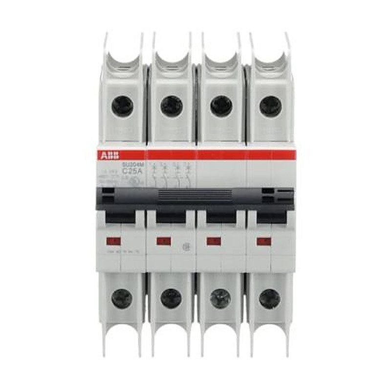 ABB SU200 M Miniature Circuit Breaker, 4-Pole, 25A, Type C, 480V ac AC, 15 kA Breaking Capacity
