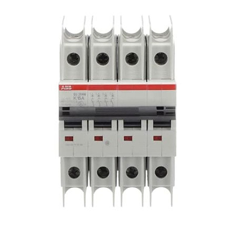 ABB SU200 M Miniature Circuit Breaker, 4-Pole, 15A, Type K, 480V ac AC, 15 kA Breaking Capacity