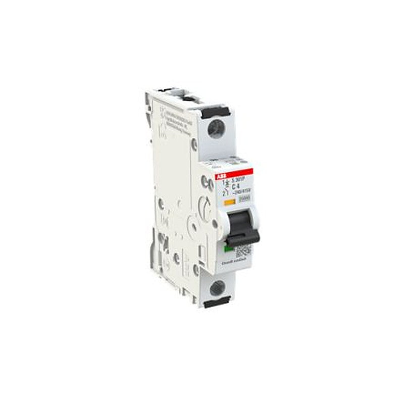 ABB System Pro M Compact S301 Miniature Circuit Breaker, 1-Pole, 4A, Type C, 415V ac AC, 125 V dc DC, 25 kA Breaking