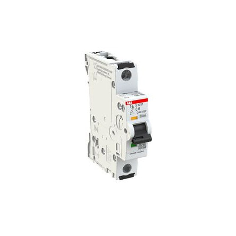 ABB System Pro M Compact S301 Miniature Circuit Breaker, 1-Pole, 6A, Type C, 415V ac AC, 125 V dc DC, 25 kA Breaking