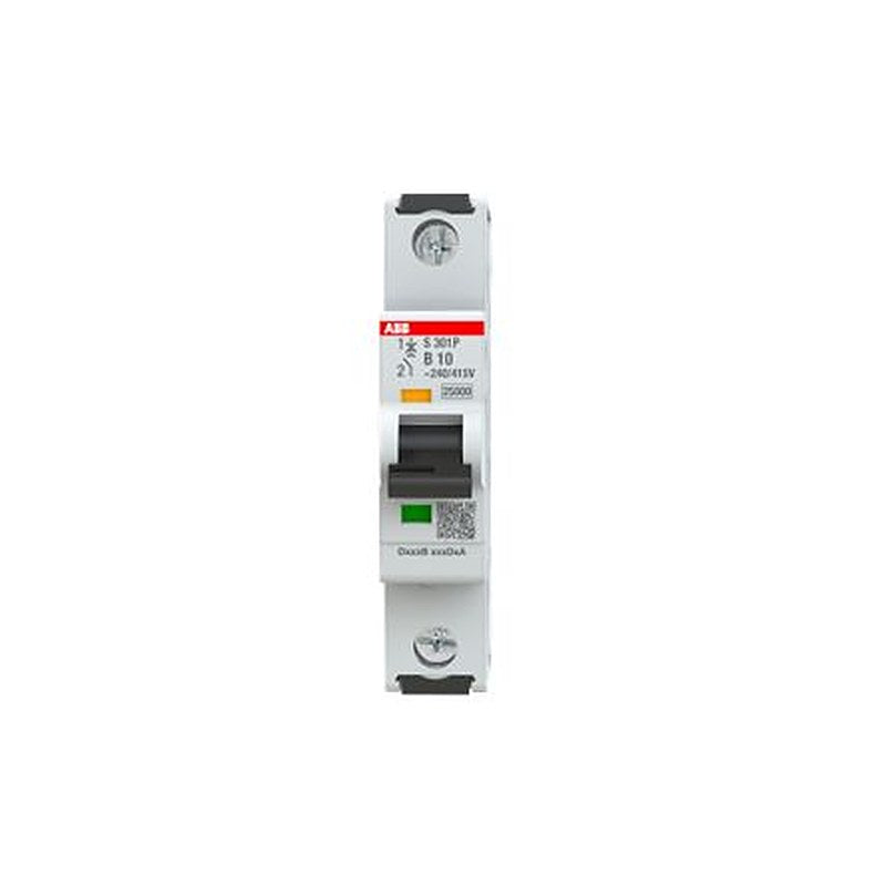 ABB System Pro M Compact S301 Miniature Circuit Breaker, 1-Pole, 10A, Type B, 415V ac AC, 125 V dc DC, 25 kA Breaking