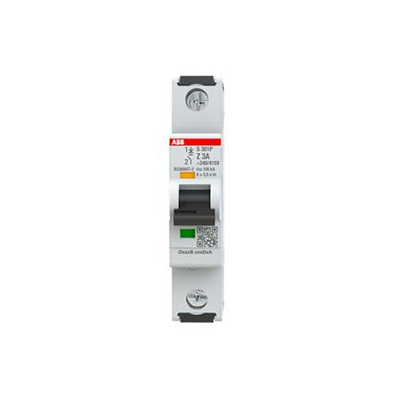 ABB System Pro M Compact S300P Miniature Circuit Breaker, 1-Pole, 3A, Type Z, 240V ac AC, 72 V dc DC, 25 kA Breaking
