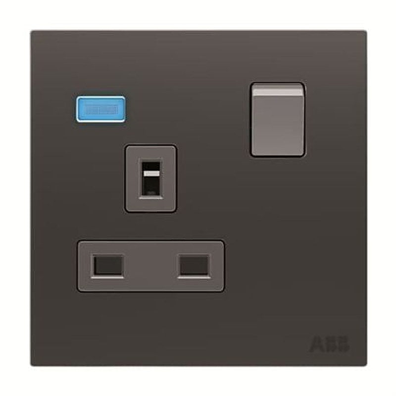 ABB Black 1 Gang Electrical Socket, 13A, Switched