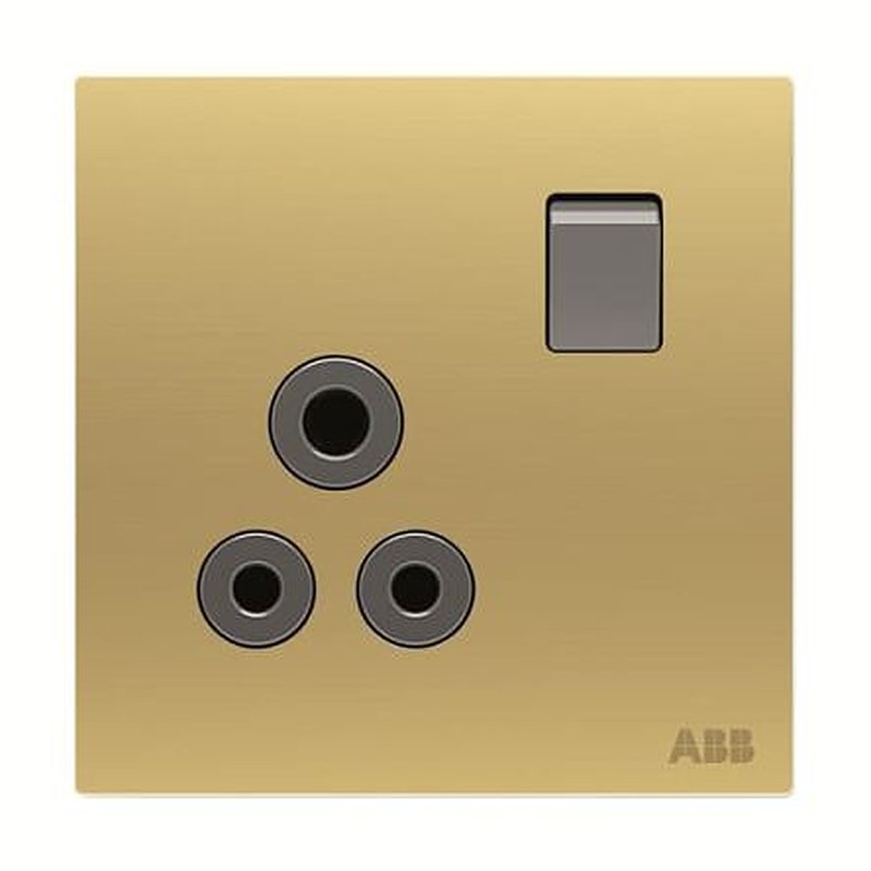 ABB Gold Electrical Socket, 15A, Outlet Socket