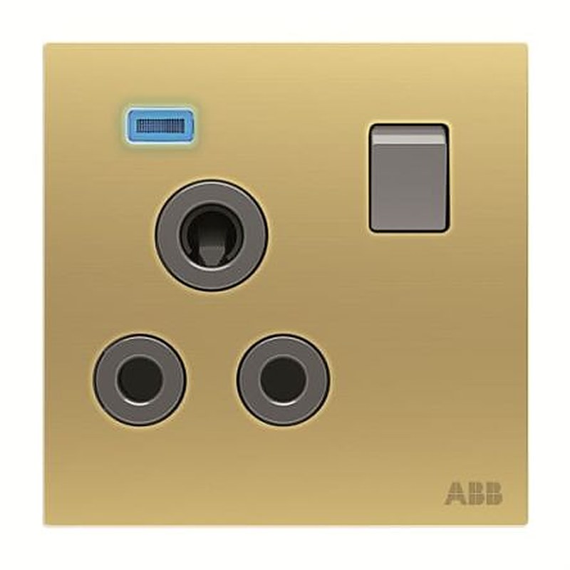 ABB Gold Electrical Socket, 15A, Round