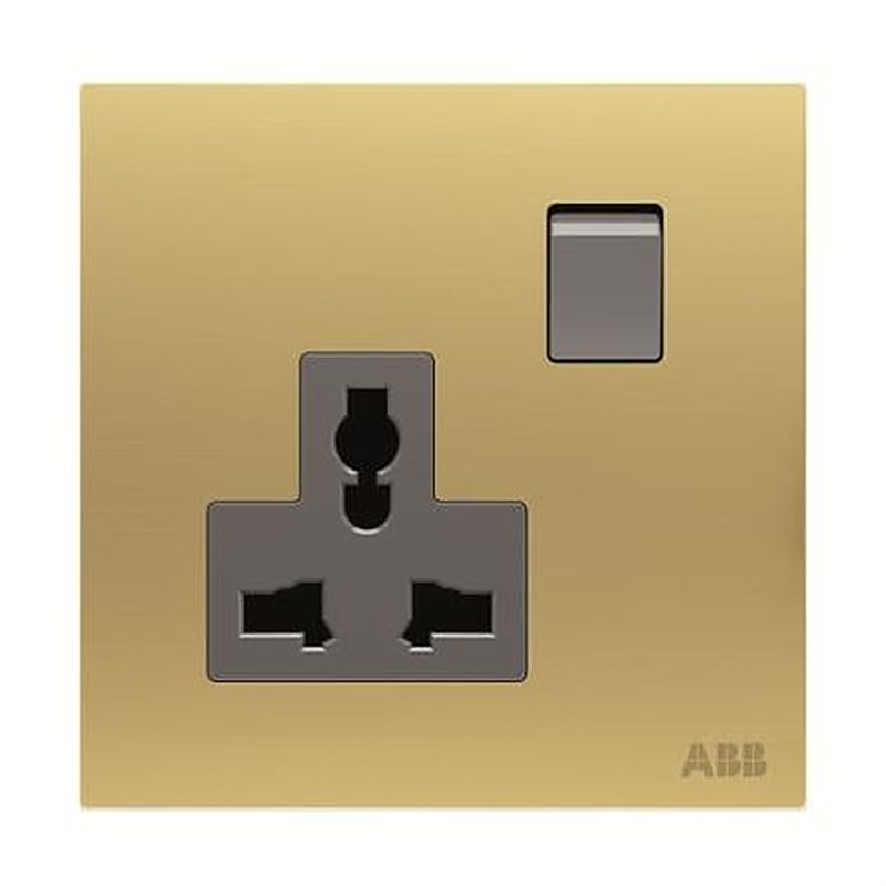 ABB AM29486-MG Gold 1 Gang Plug Socket, 13A Outdoor, BS