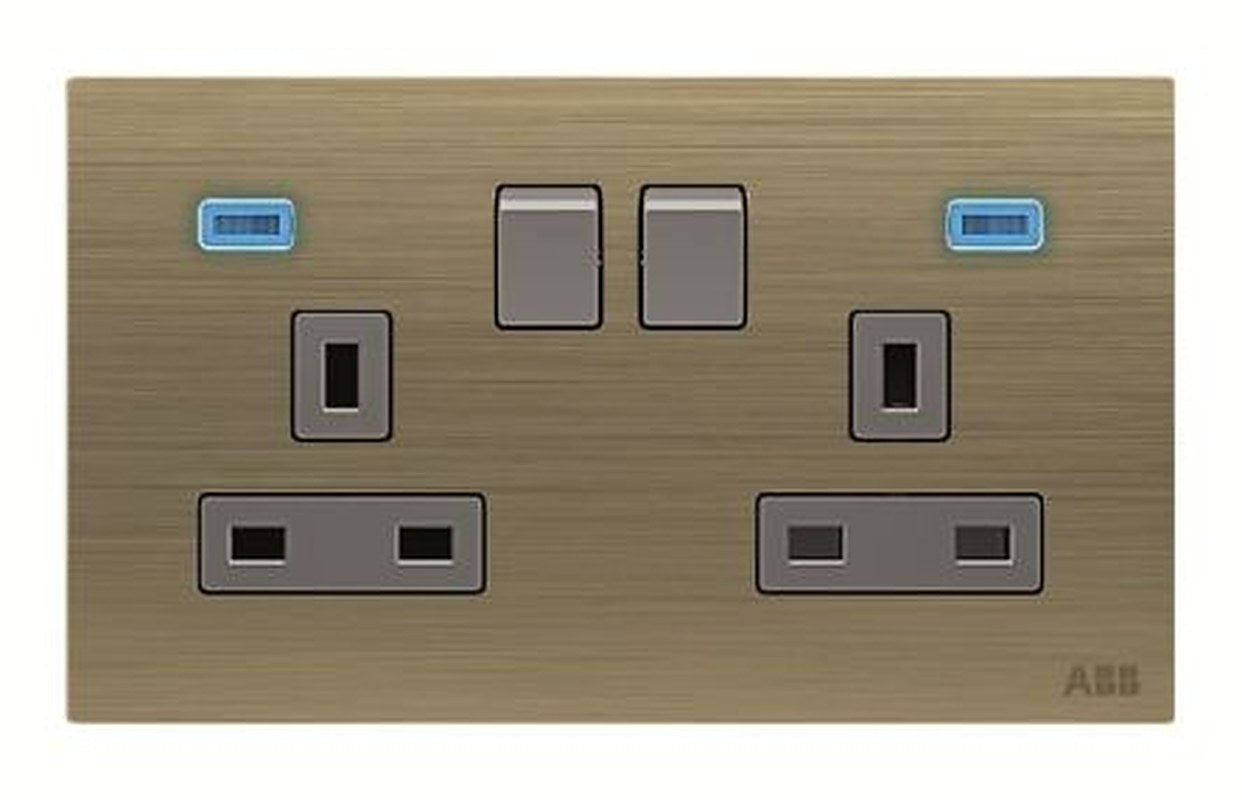 ABB Gold 2 Gang Plug Socket, 13A Outdoor, BS
