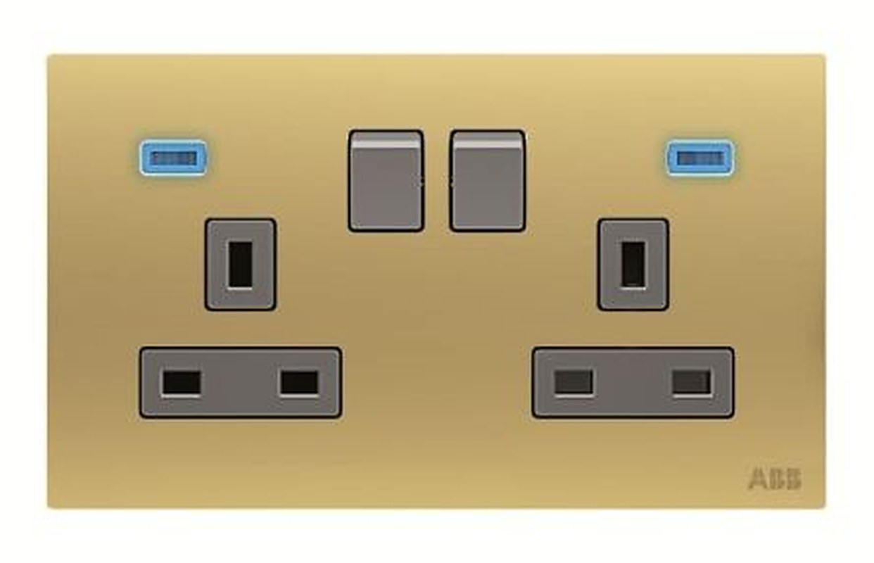 ABB Gold 2 Gang Plug Socket, 13A Outdoor, BS